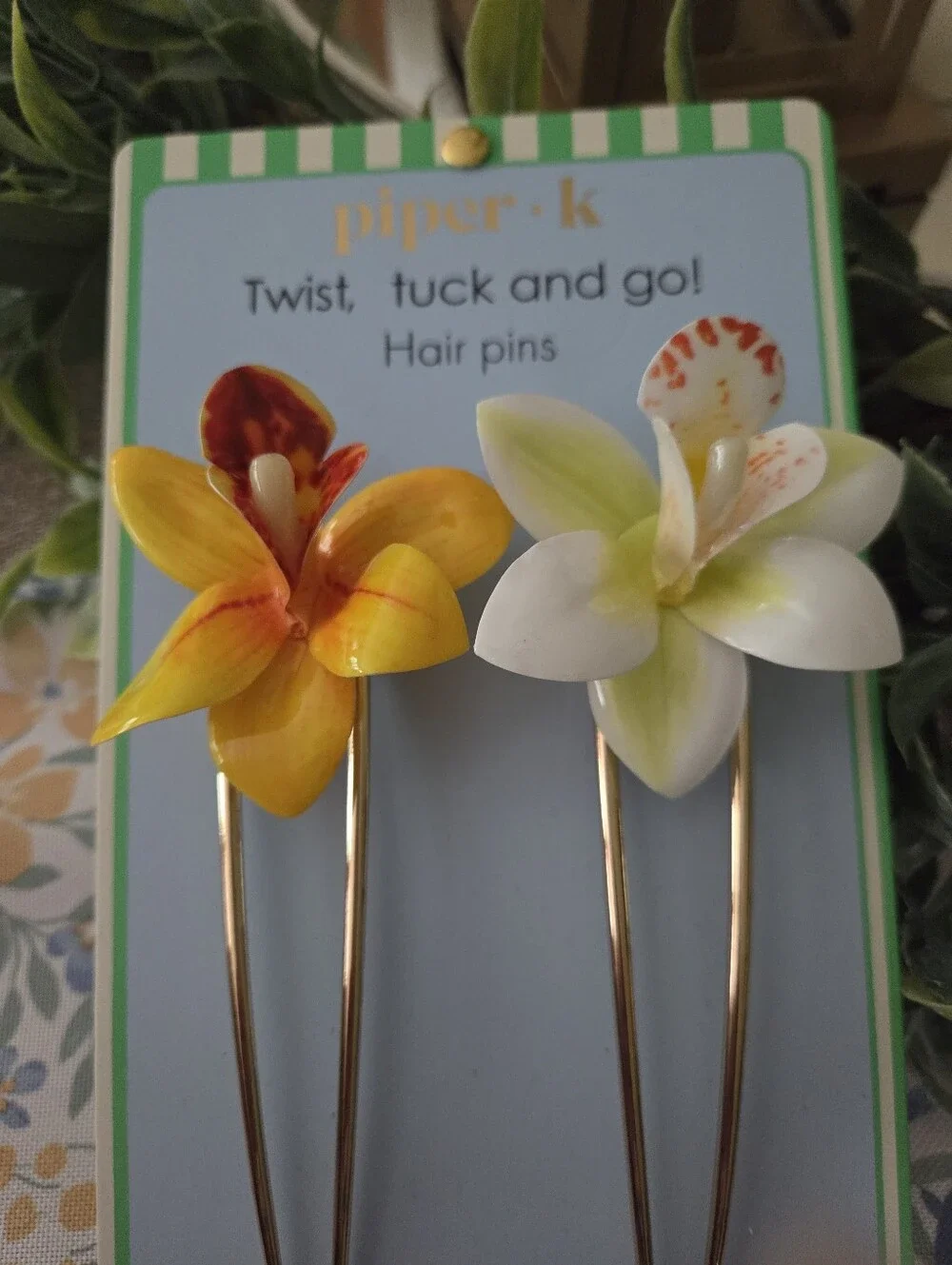 piper•k Floral Hair Pins - Yellow & White